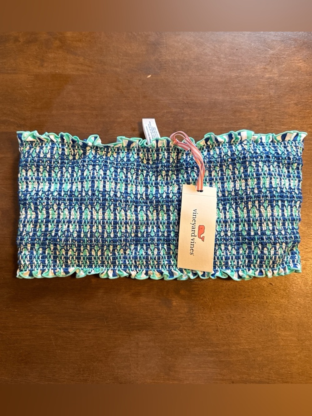 Vineyard Vines Capri Blue & Aqua Smocked Bandeau Top